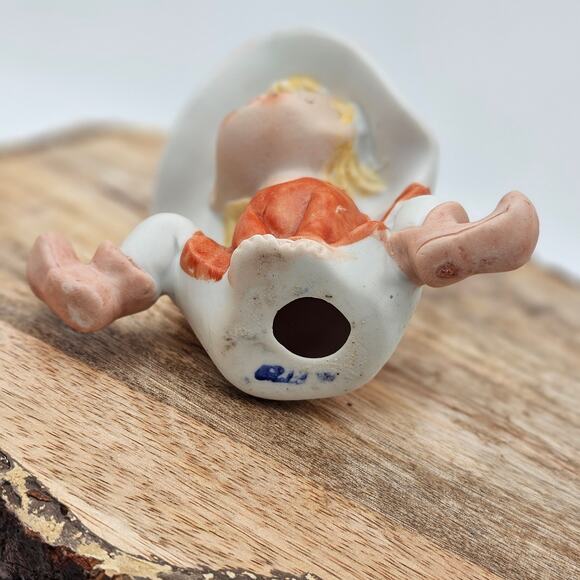 VTG 1980s HOMCO Elf PIXIE Fairy Shelf Sitter Figurine Orange Big Eyes Porcelain - Picture 7 of 7